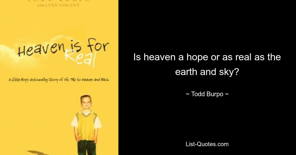 Is heaven a hope or as real as the earth and sky? — © Todd Burpo