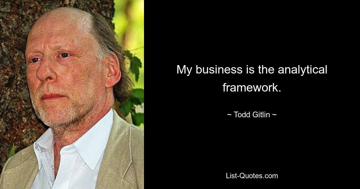 My business is the analytical framework. — © Todd Gitlin