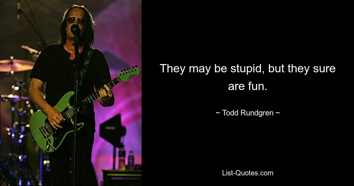 They may be stupid, but they sure are fun. — © Todd Rundgren