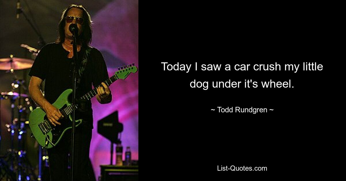 Today I saw a car crush my little dog under it's wheel. — © Todd Rundgren