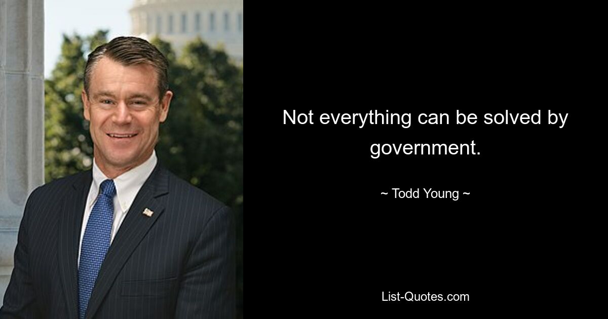 Not everything can be solved by government. — © Todd Young