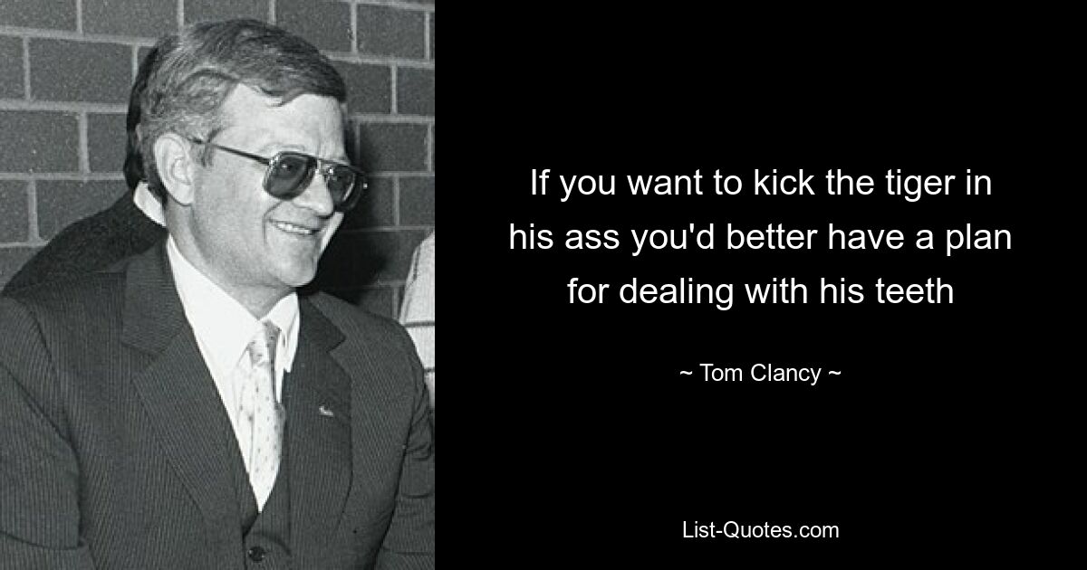 If you want to kick the tiger in his ass you'd better have a plan for dealing with his teeth — © Tom Clancy