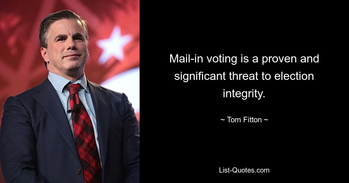 Mail-in voting is a proven and significant threat to election integrity. — © Tom Fitton