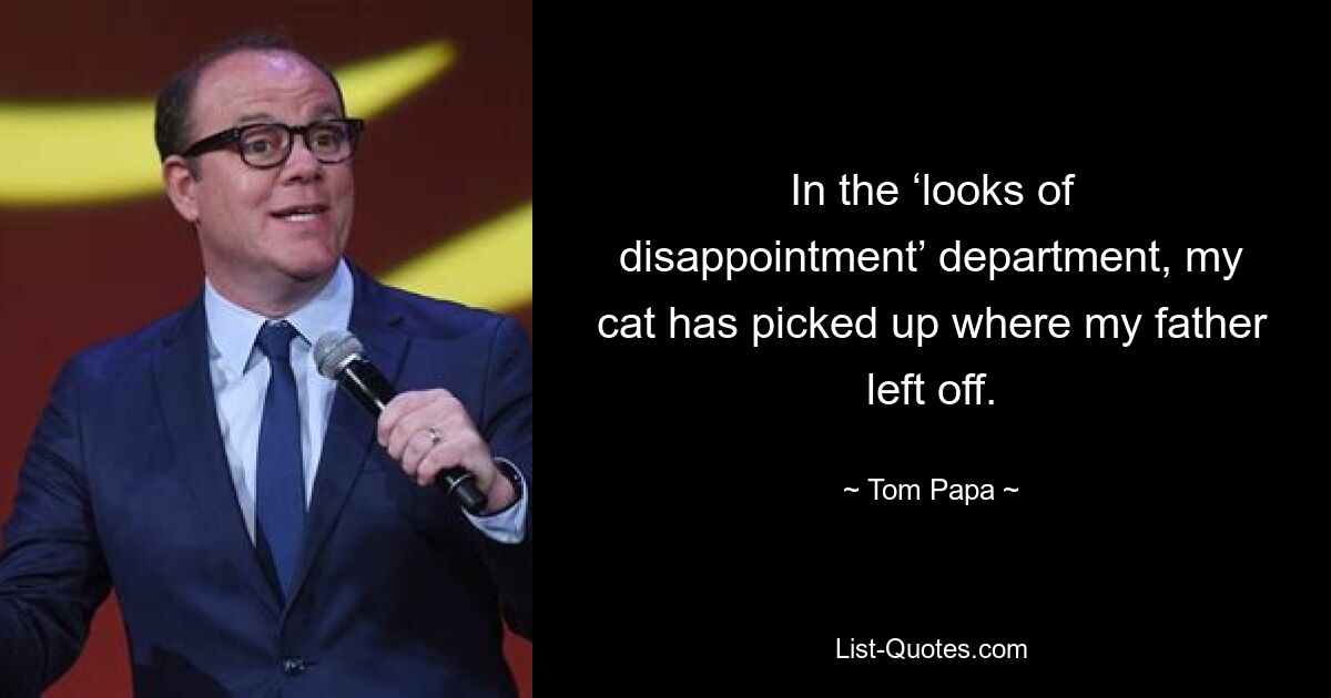 In the ‘looks of disappointment’ department, my cat has picked up where my father left off. — © Tom Papa