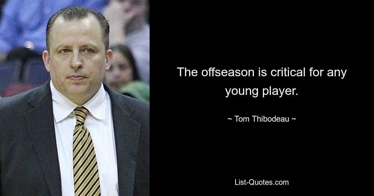 The offseason is critical for any young player. — © Tom Thibodeau