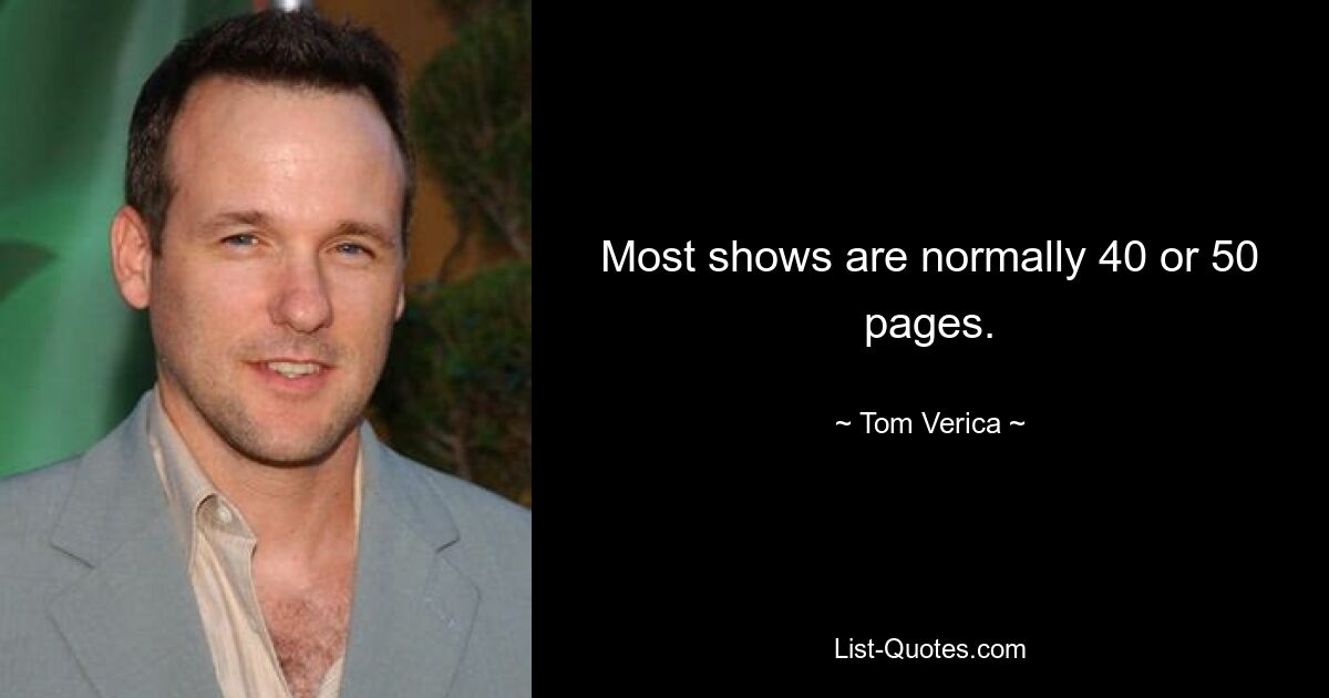 Most shows are normally 40 or 50 pages. — © Tom Verica