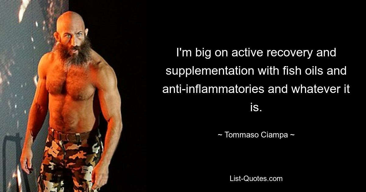 I'm big on active recovery and supplementation with fish oils and anti-inflammatories and whatever it is. — © Tommaso Ciampa