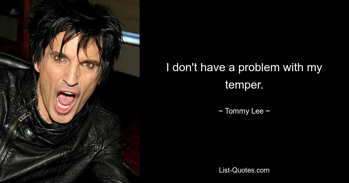 I don't have a problem with my temper. — © Tommy Lee