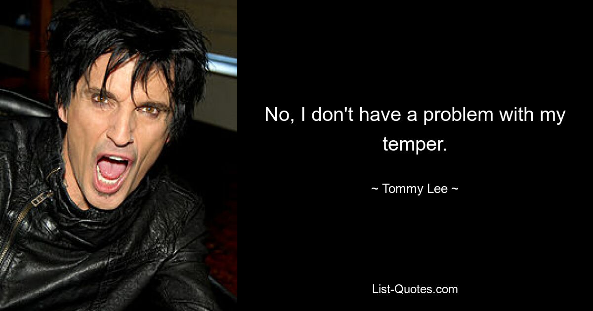 No, I don't have a problem with my temper. — © Tommy Lee