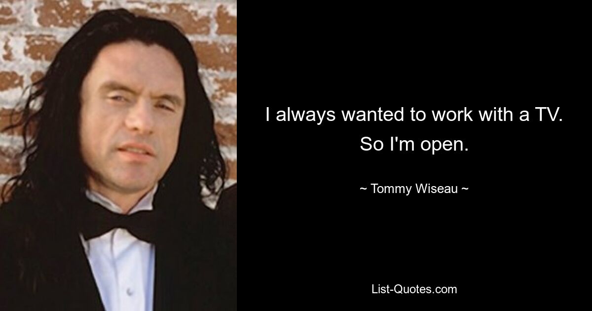 I always wanted to work with a TV. So I'm open. — © Tommy Wiseau