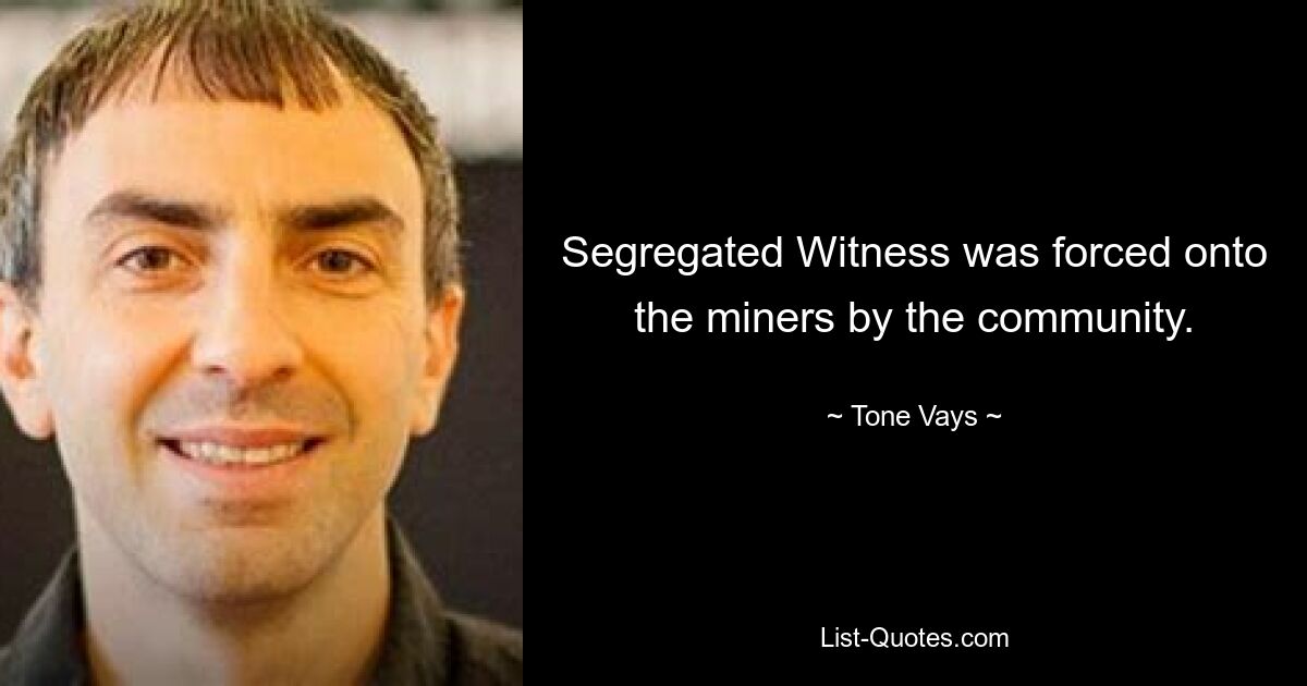 Segregated Witness был навязан майнерам сообществом. — © Тоне Вайс 