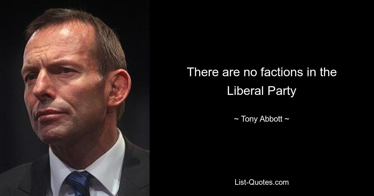 There are no factions in the Liberal Party — © Tony Abbott