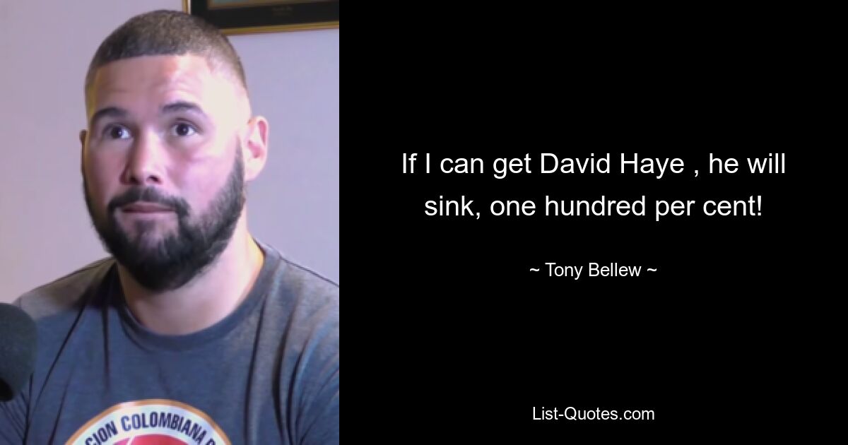 If I can get David Haye , he will sink, one hundred per cent! — © Tony Bellew