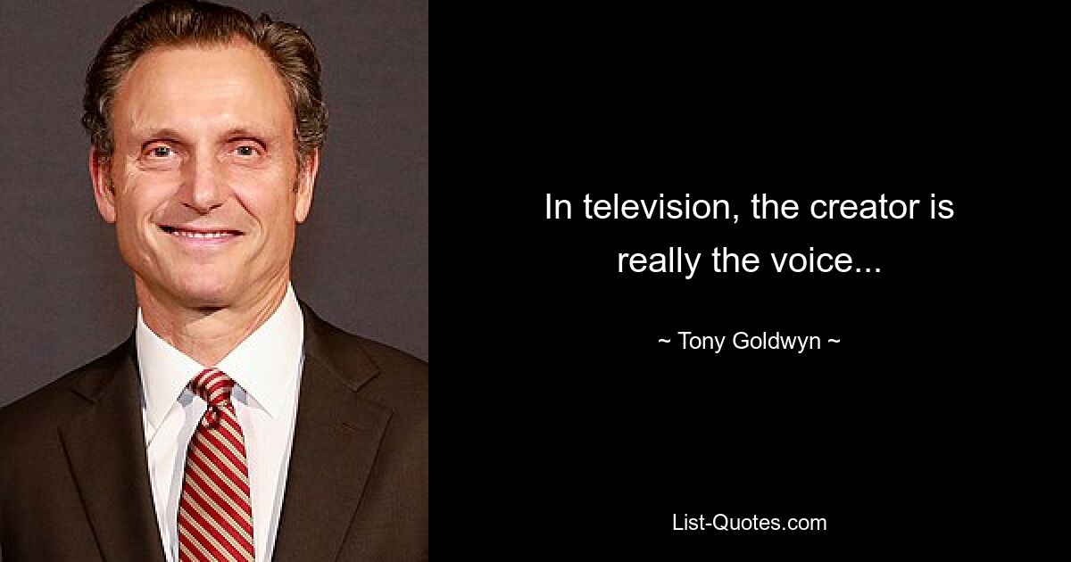 In television, the creator is really the voice... — © Tony Goldwyn