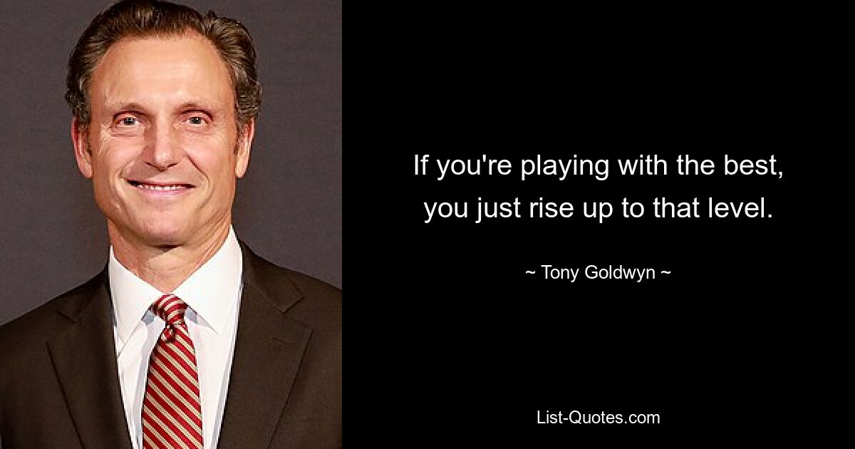 If you're playing with the best, you just rise up to that level. — © Tony Goldwyn