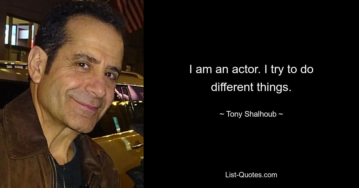 I am an actor. I try to do different things. — © Tony Shalhoub