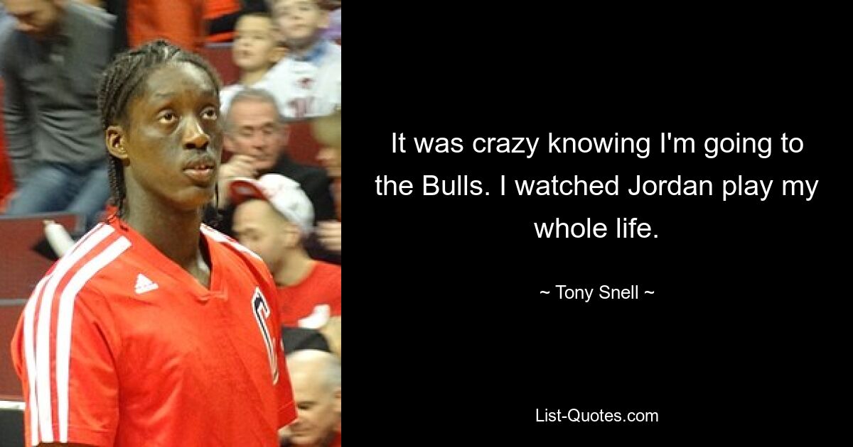 It was crazy knowing I'm going to the Bulls. I watched Jordan play my whole life. — © Tony Snell