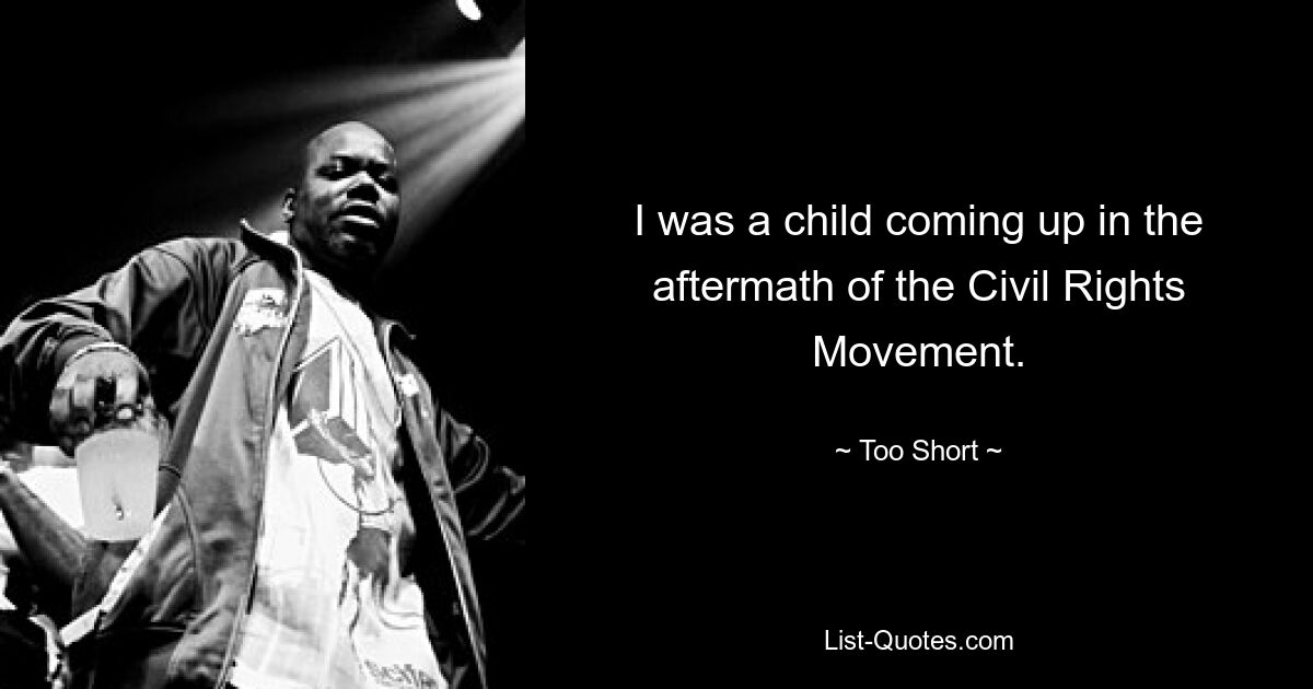 I was a child coming up in the aftermath of the Civil Rights Movement. — © Too Short