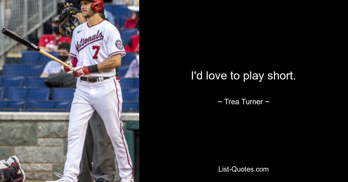 I'd love to play short. — © Trea Turner