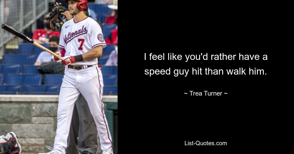 I feel like you'd rather have a speed guy hit than walk him. — © Trea Turner