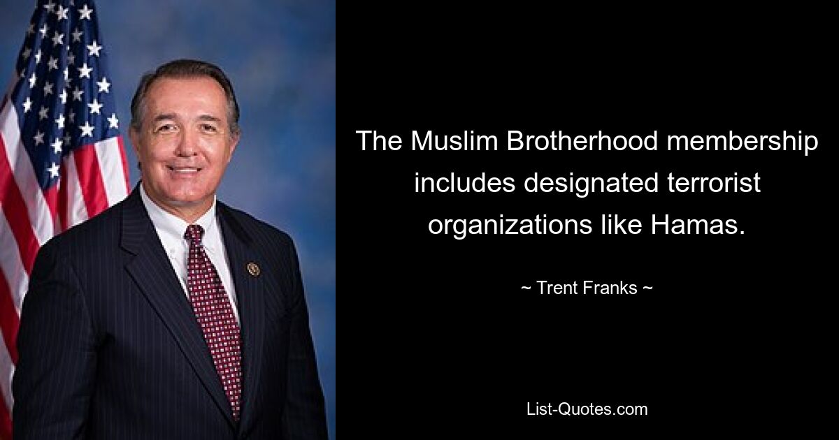 The Muslim Brotherhood membership includes designated terrorist organizations like Hamas. — © Trent Franks