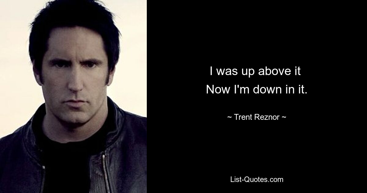 I was up above it 
Now I'm down in it. — © Trent Reznor