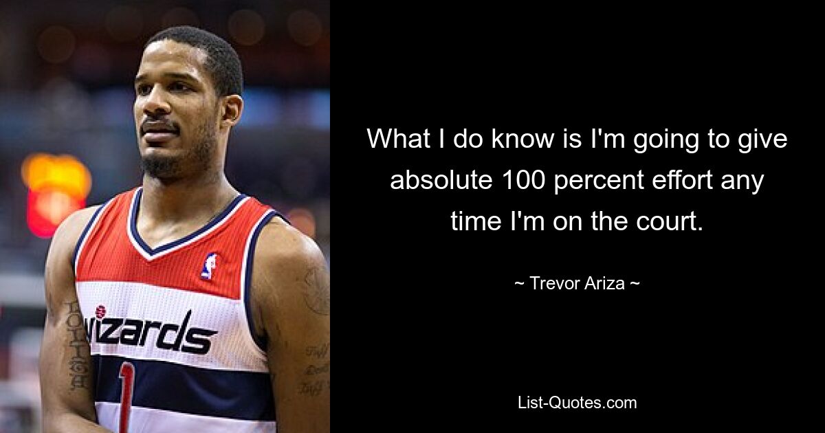 What I do know is I'm going to give absolute 100 percent effort any time I'm on the court. — © Trevor Ariza