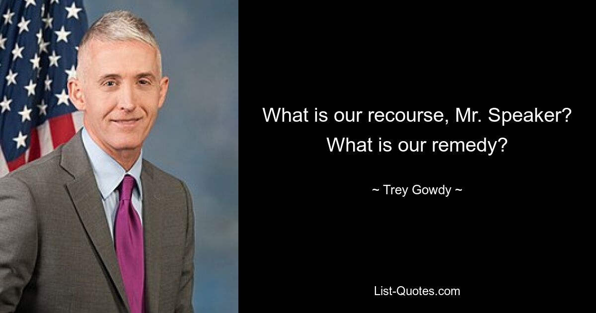 What is our recourse, Mr. Speaker? What is our remedy? — © Trey Gowdy