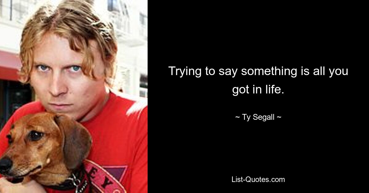 Trying to say something is all you got in life. — © Ty Segall