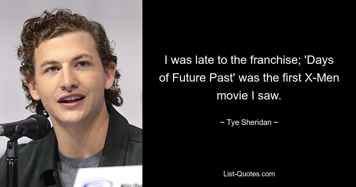 I was late to the franchise; 'Days of Future Past' was the first X-Men movie I saw. — © Tye Sheridan