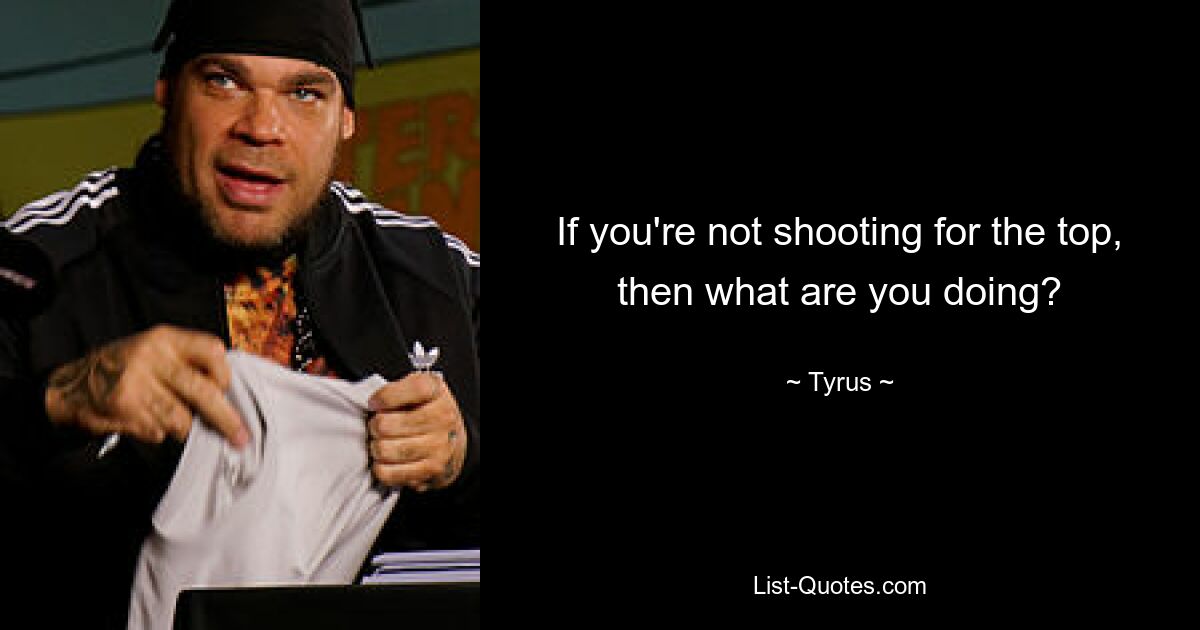 If you're not shooting for the top, then what are you doing? — © Tyrus