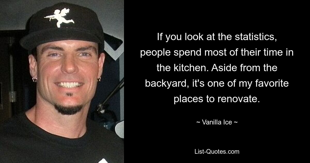 If you look at the statistics, people spend most of their time in the kitchen. Aside from the backyard, it's one of my favorite places to renovate. — © Vanilla Ice