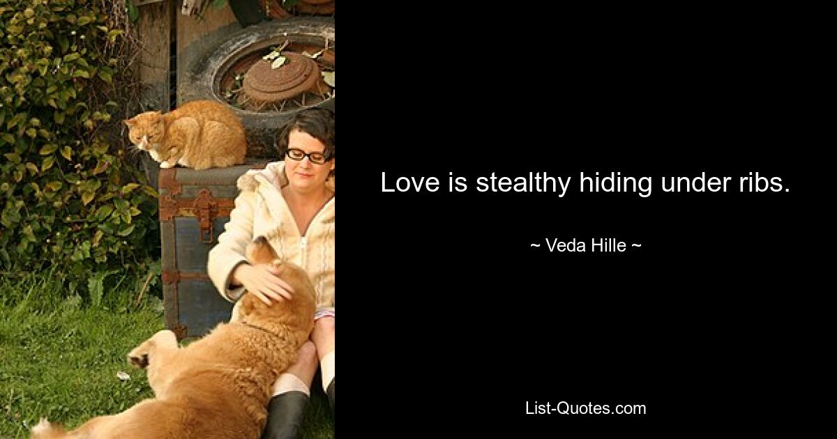 Love is stealthy hiding under ribs. — © Veda Hille