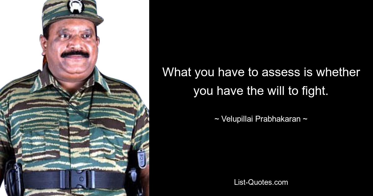 What you have to assess is whether you have the will to fight. — © Velupillai Prabhakaran