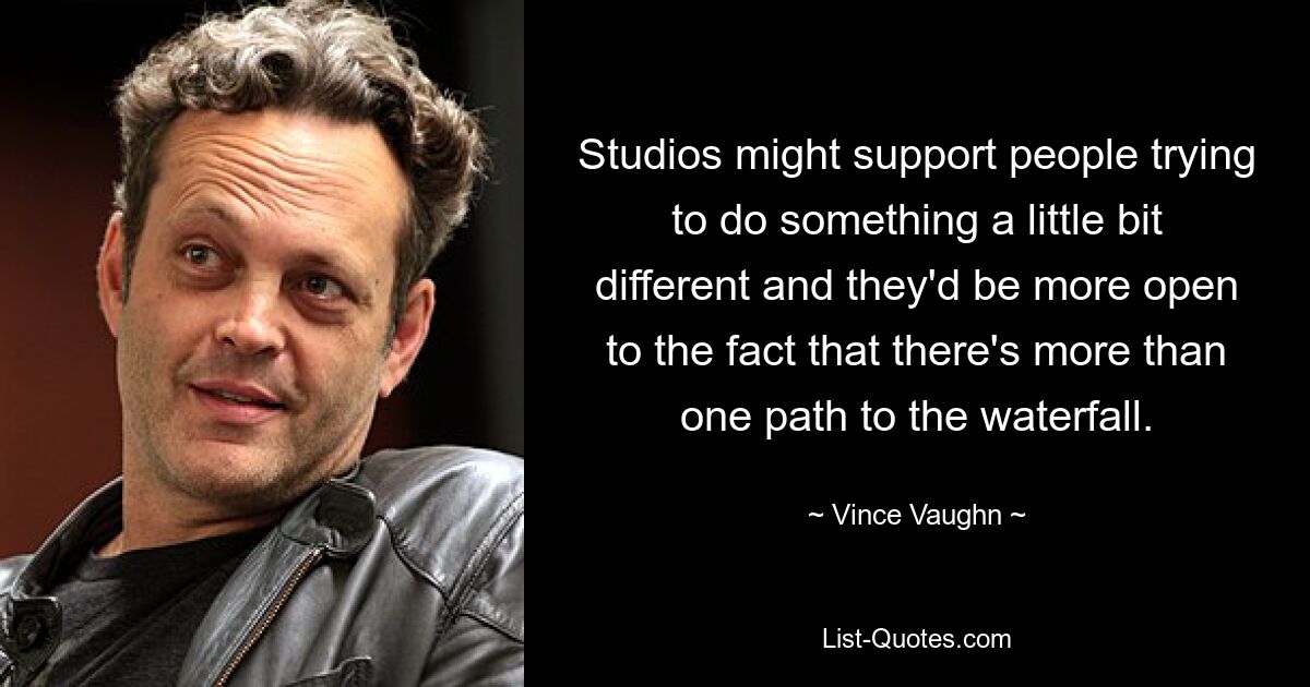 Studios might support people trying to do something a little bit different and they'd be more open to the fact that there's more than one path to the waterfall. — © Vince Vaughn