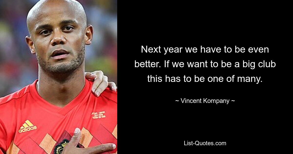 Next year we have to be even better. If we want to be a big club this has to be one of many. — © Vincent Kompany