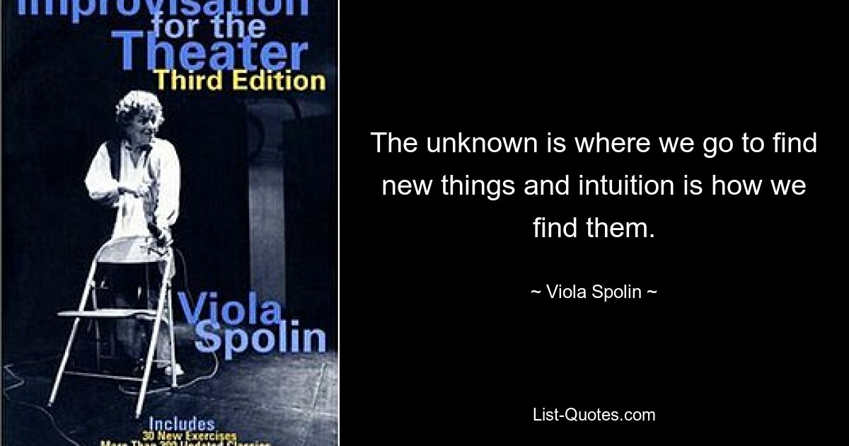 The unknown is where we go to find new things and intuition is how we find them. — © Viola Spolin