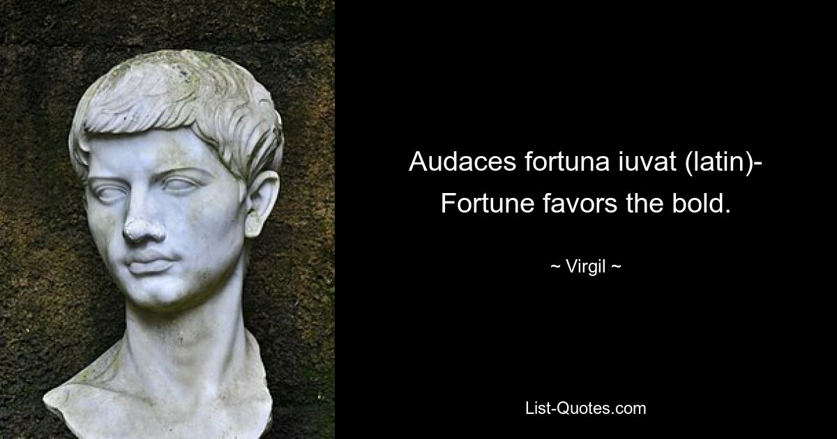 Audaces fortuna iuvat (latin)- Fortune favors the bold. — © Virgil