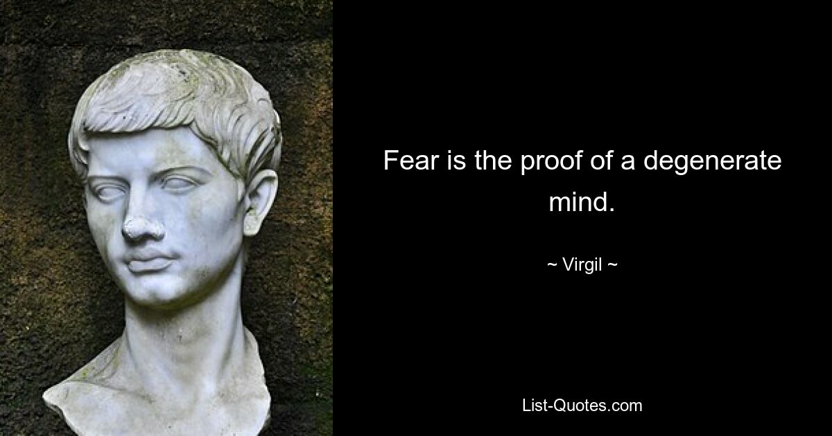 Fear is the proof of a degenerate mind. — © Virgil