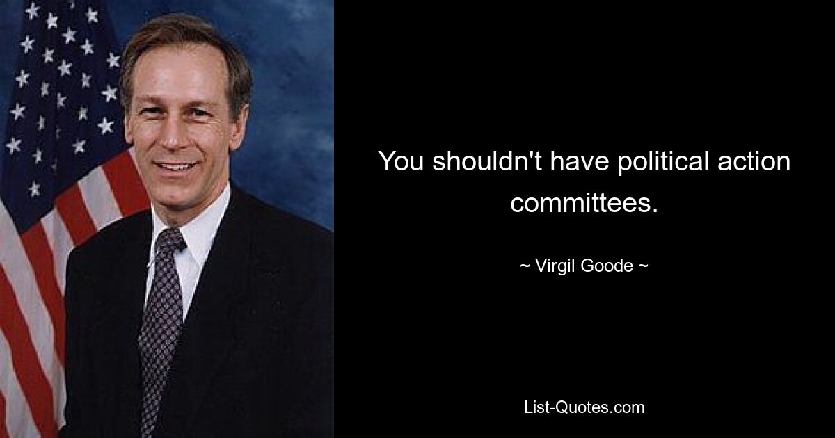 You shouldn't have political action committees. — © Virgil Goode