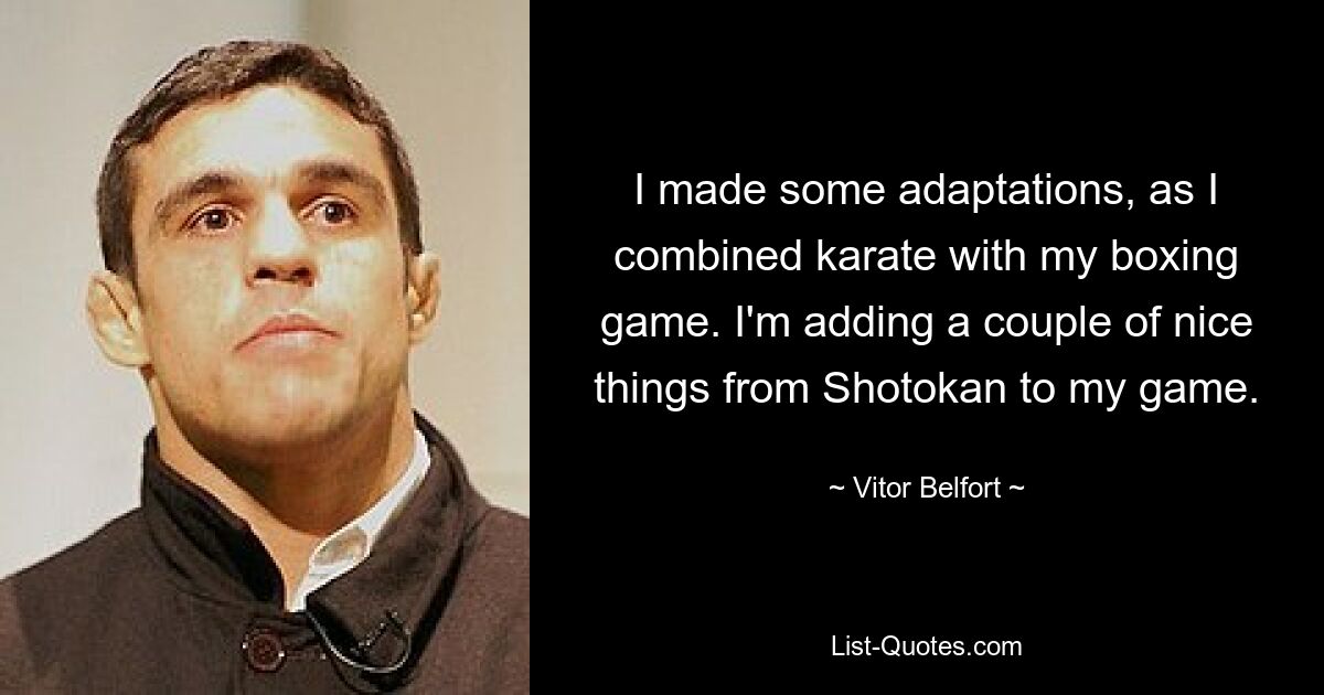 I made some adaptations, as I combined karate with my boxing game. I'm adding a couple of nice things from Shotokan to my game. — © Vitor Belfort