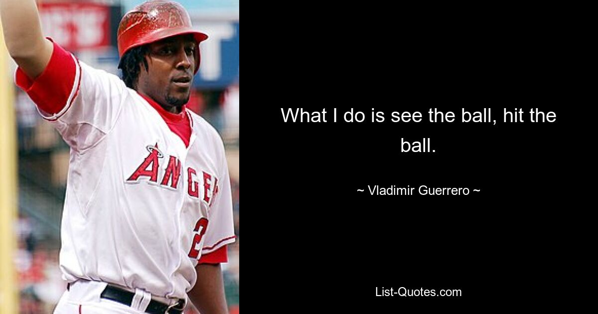 What I do is see the ball, hit the ball. — © Vladimir Guerrero