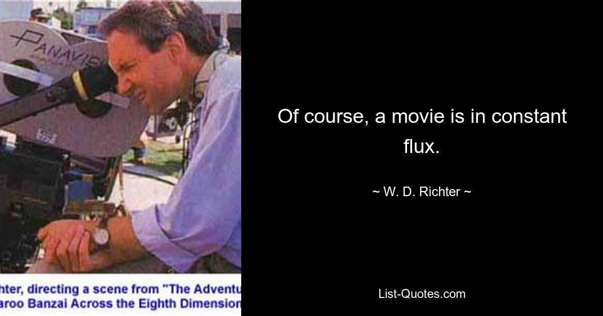 Of course, a movie is in constant flux. — © W. D. Richter