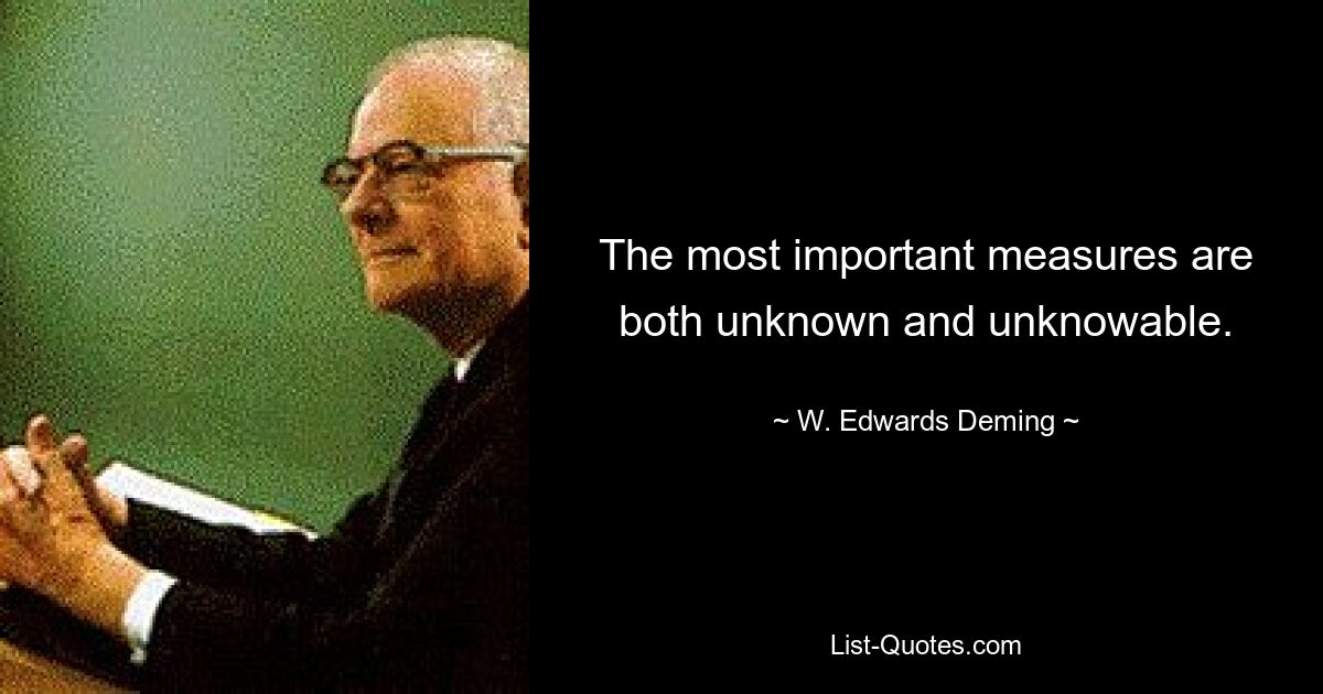 The most important measures are both unknown and unknowable. — © W. Edwards Deming