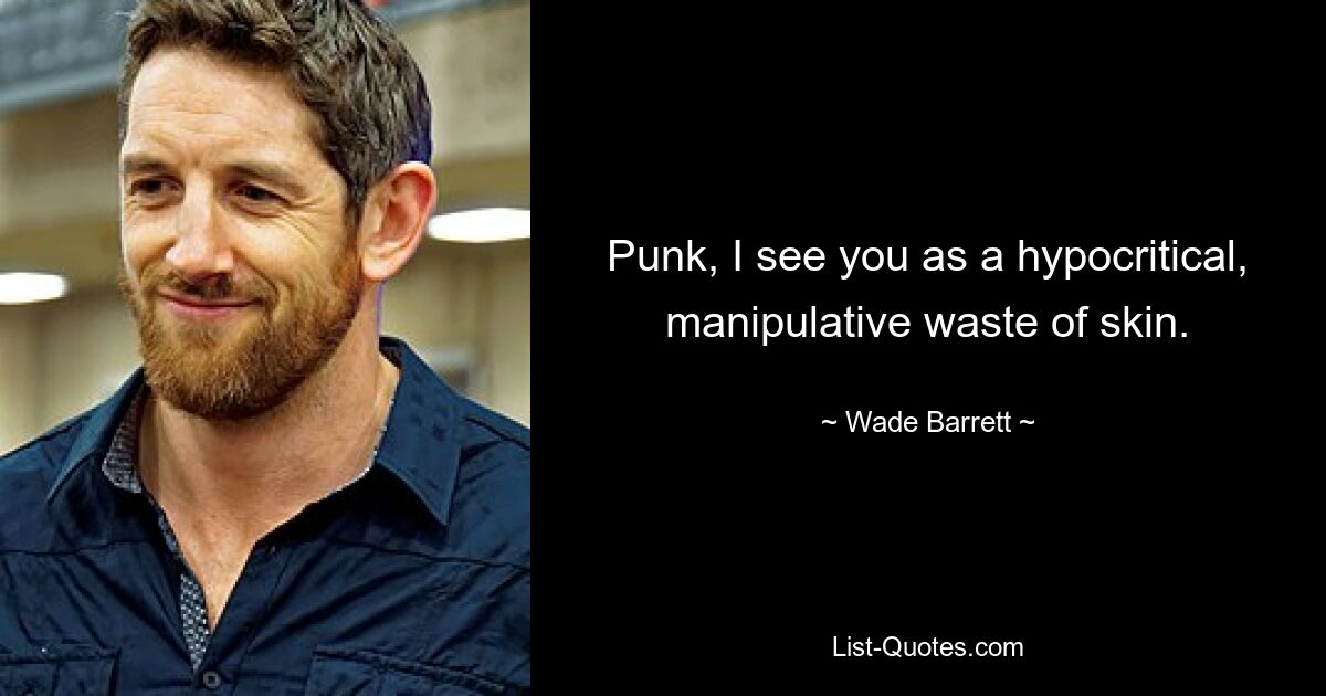 Punk, I see you as a hypocritical, manipulative waste of skin. — © Wade Barrett