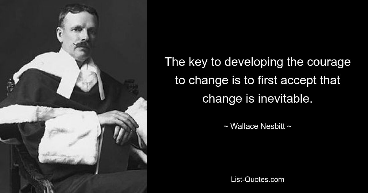 The key to developing the courage to change is to first accept that change is inevitable. — © Wallace Nesbitt