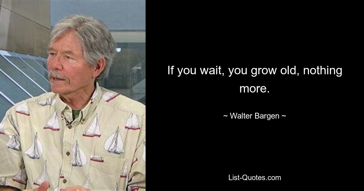 If you wait, you grow old, nothing more. — © Walter Bargen