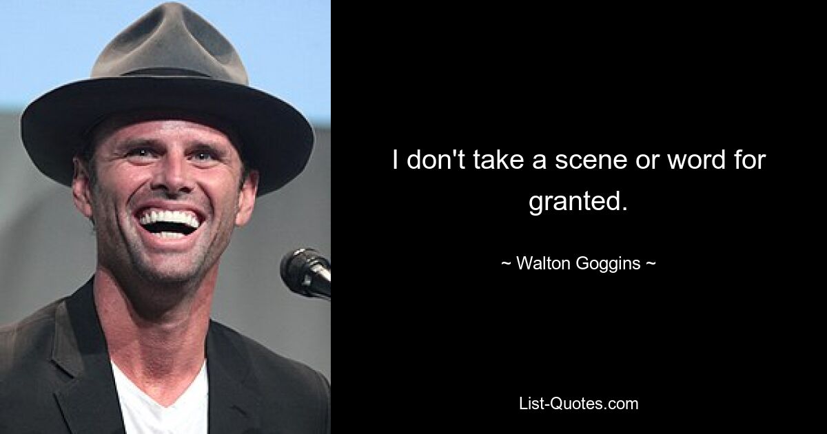 I don't take a scene or word for granted. — © Walton Goggins