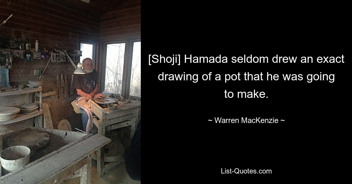 [Shoji] Hamada seldom drew an exact drawing of a pot that he was going to make. — © Warren MacKenzie