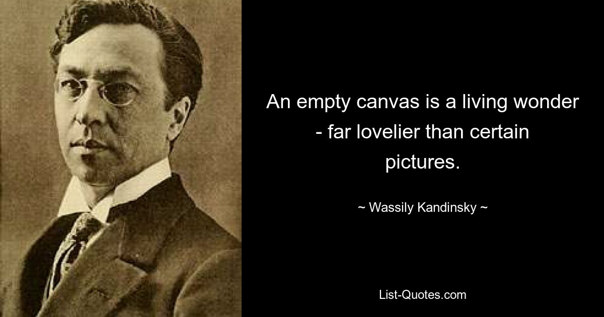 An empty canvas is a living wonder - far lovelier than certain pictures. — © Wassily Kandinsky